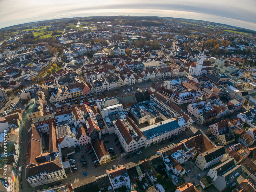 Obraz premium Bavarian City which is called Pfaffenhofen with a beautiful downtown city center and is located between Munich and Ingolstadt
