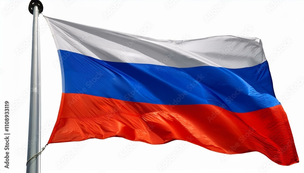 Naklejka premium The national flag of Russia waving on a flagpole