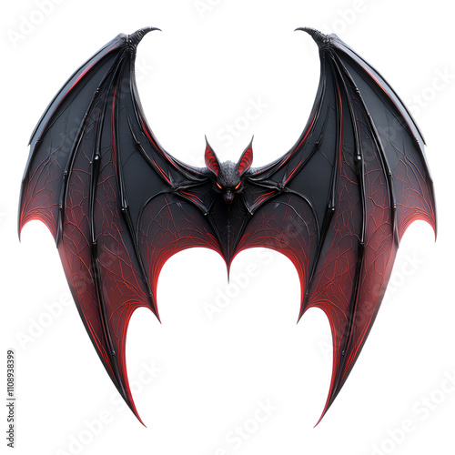 Bat with striking black and red wings photo