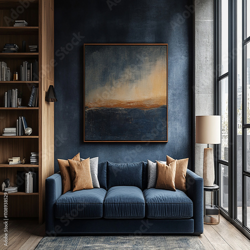 Luxury modern living room interior design featuring elegant sofas, artistic decor, and stylish lighting setups.