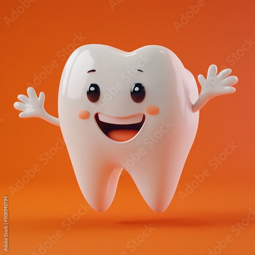 Happy Cartoon Tooth Waving