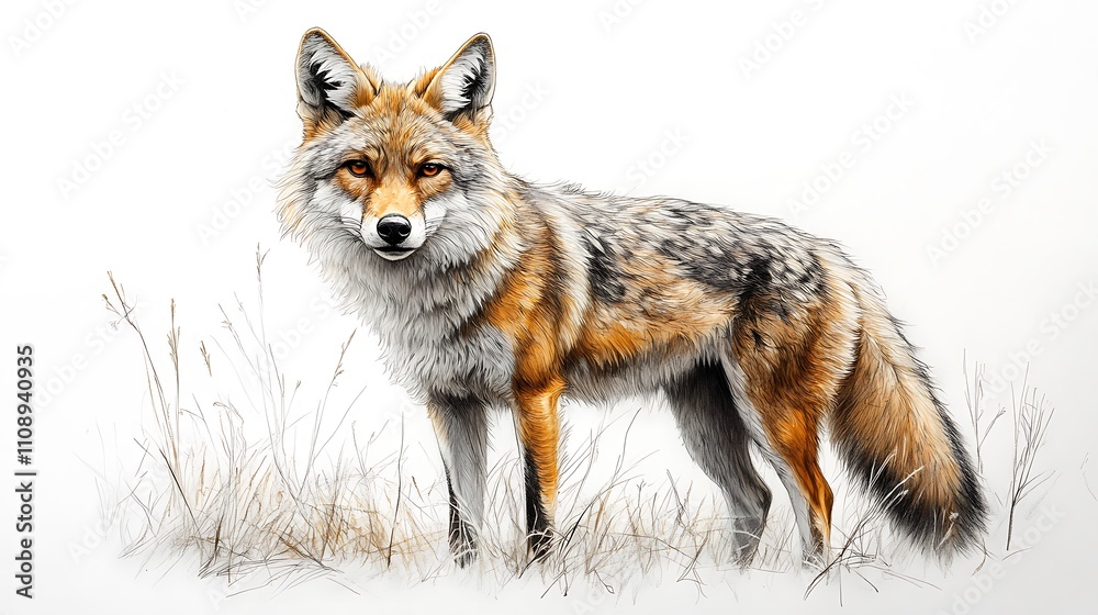 Fototapeta premium Artistic dingo animal pencil sketch images capturing lifelike intricate details