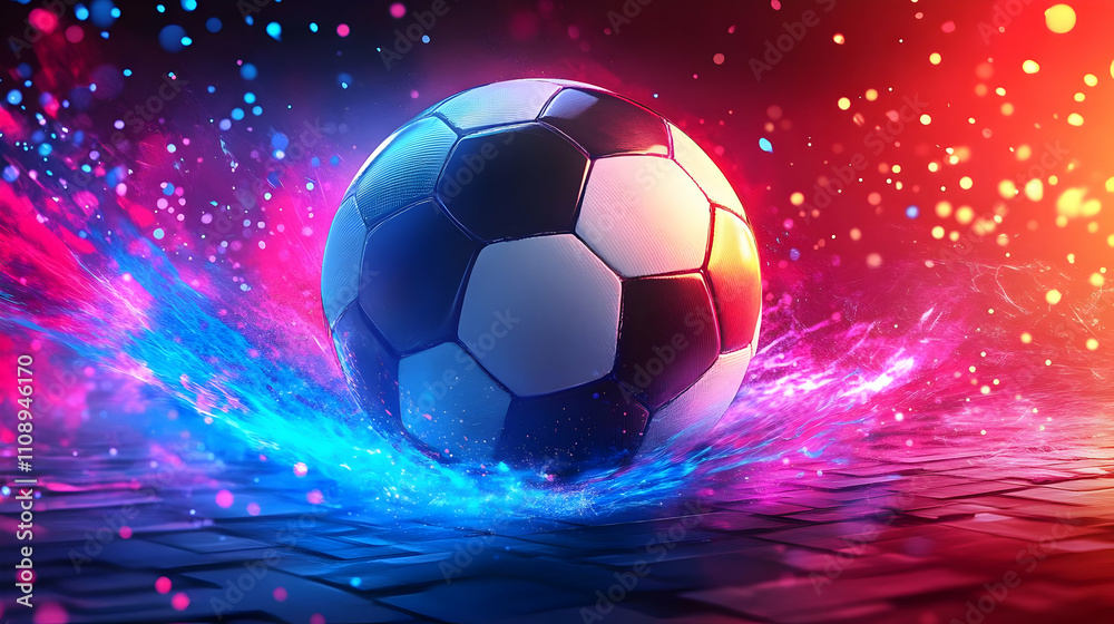 Fototapeta premium Soccer Ball Speed, Action, Energy, Thrilling, Dynamic Game, Competition, Victory, Excitement, Passion, Skill