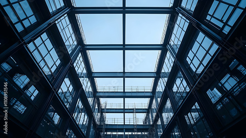Modern Building's Steel Frame Construction and Glass Facade
