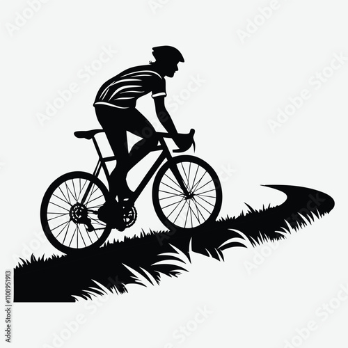  cycling- silhouette vector art and illustration