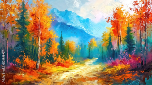 An autumn trees with orange...