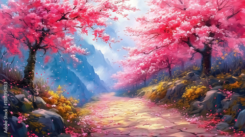 Oil painting spring spring ...