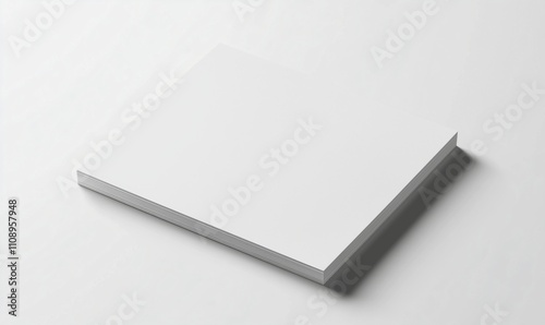 Blank white paper stack, clean surface, minimalistic design, ideal for printing, drawing, or crafting