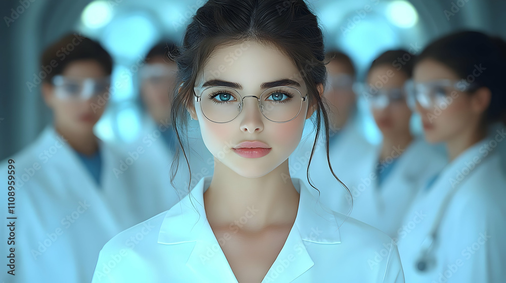 Scientist Woman Studies Research Data Carefully in Lab Scientist Woman Studies Research Data Carefully in Lab