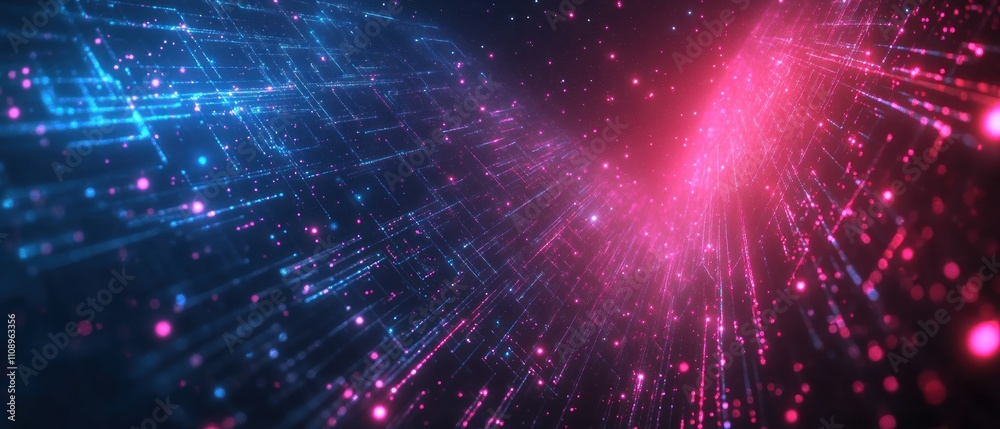 Fototapeta premium Abstract digital art with glowing particles and lines 