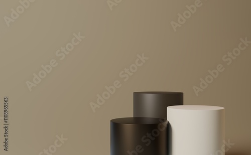 Podium or pedestal on beige background. 3d rendering