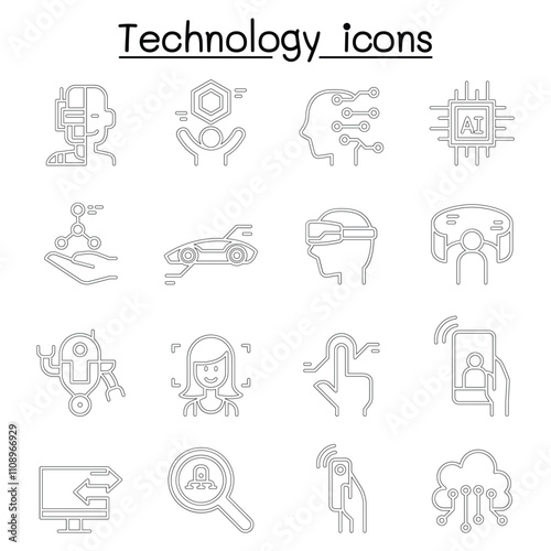 New Technology icon set in thin line style