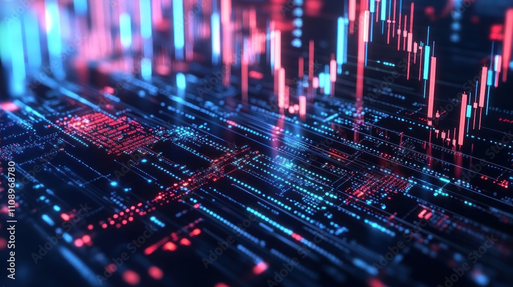 Fototapeta premium Abstract digital data visualization with graphs and patterns 