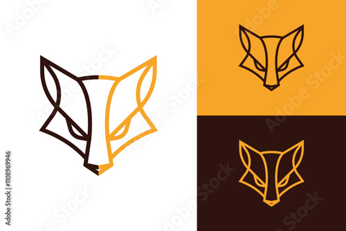 Split fox head logo design.