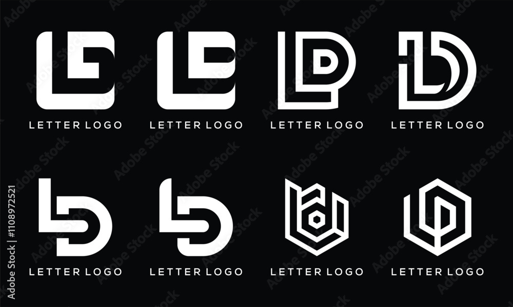 collection of abstract letter LD logo design. graphic icons vector for business collection of abstract letter LD logo design. graphic icons vector for business