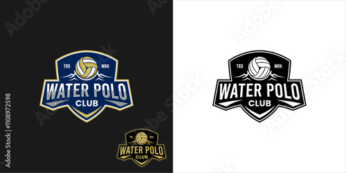 Modern water polo club logo that incorporates elements of a volleyball and water illustration.