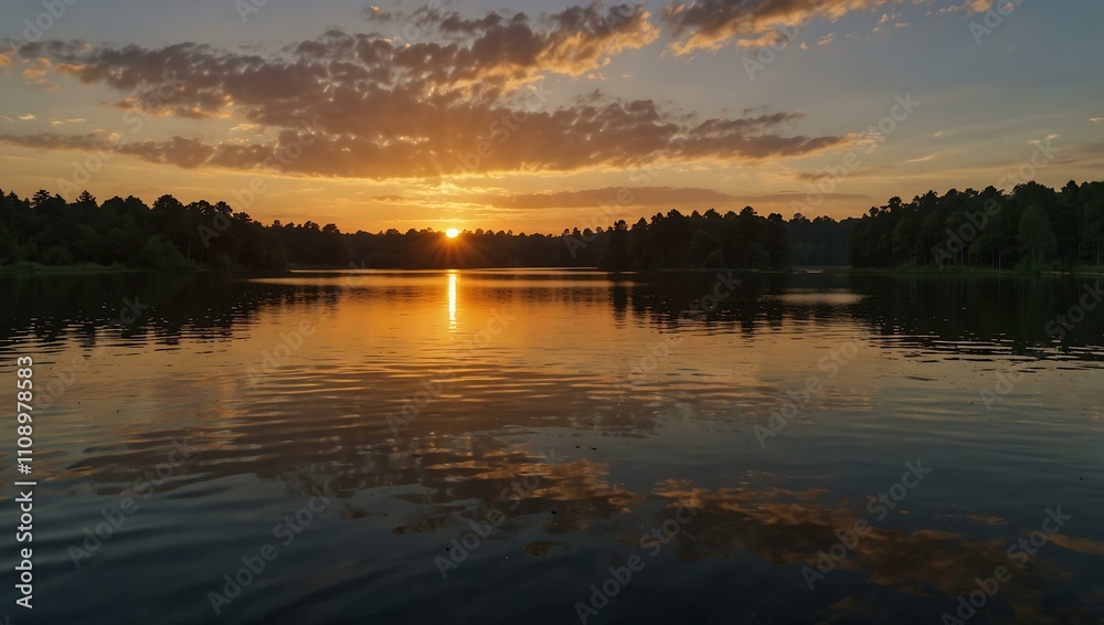 Obraz premium Sunrise over a lake.