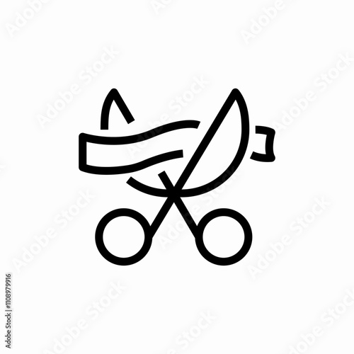 openning ceremony ribbon cut icon sign vector