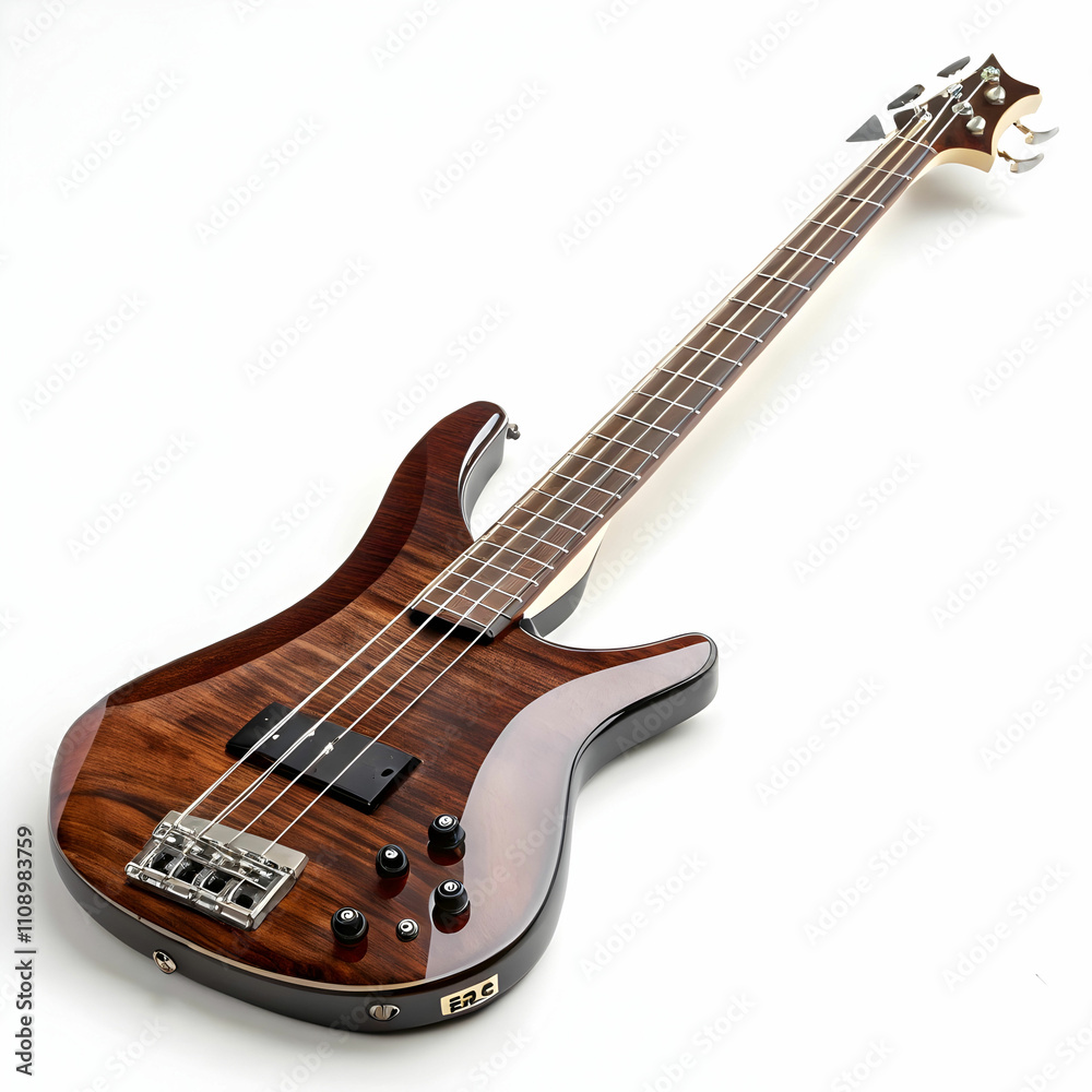Obraz premium A polished bass guitar with a deep body and long neck