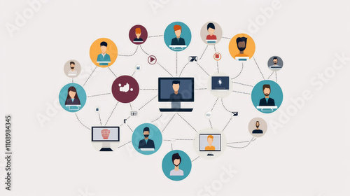 Wallpaper Mural Technology of computer network, digital infrastructure IT business. Isometric illustration of laptop with software code on screen, internet communication with servers, digital cloud, hardware devices. Torontodigital.ca