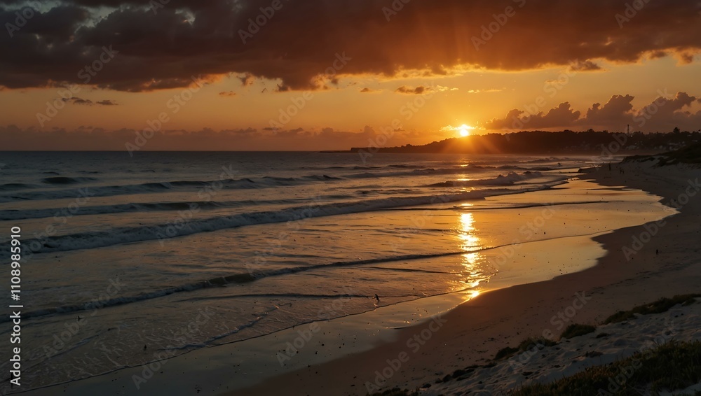 Obraz premium Sunset over the beach.