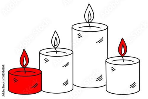set of Candle Silhouette Vector Art