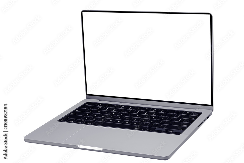 Silver laptop mockup template in isometric style. Without background Silver laptop mockup template in isometric style. Without background
