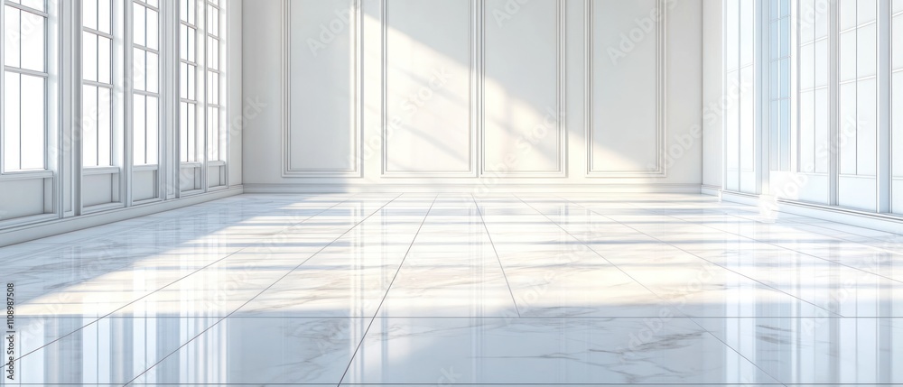 Obraz premium Bright spacious interior with glossy marble flooring