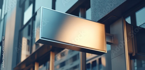 Outdoor mockup with polished metal surface for showcasing logos or designs. photo