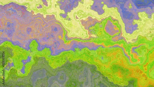 abstract animated twinkling stained background seamless loop video - watercolor splotch effect -  impressionism outdoor landscape - color neon green lavender violet