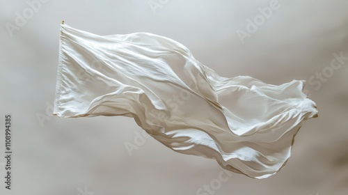 A white cloth is flying in the air