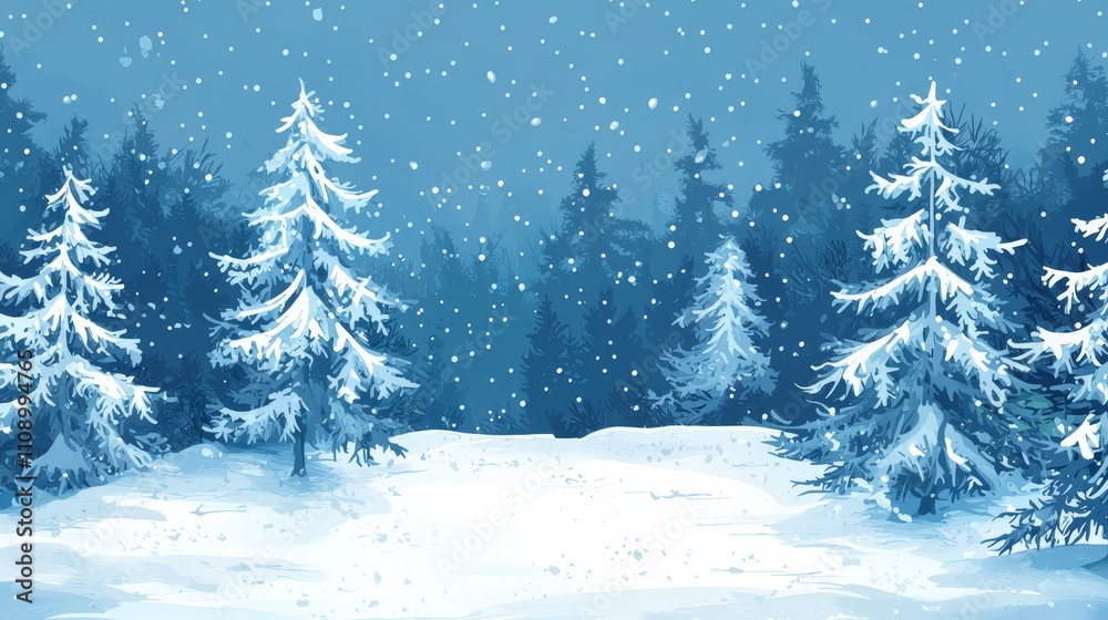 Obraz premium A snowy landscape with trees covered in snow