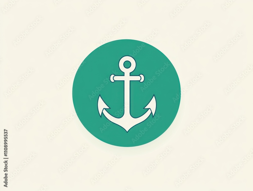 Simple teal circle icon featuring a white anchor. Simple teal circle icon featuring a white anchor.