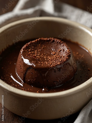Sweet chocolate pudding in a hasty preparation.