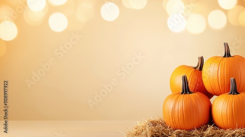 Autumn harvest celebration pumpkin patch decorative display cozy setting close-up view seasonal vibes for fall festivities photo