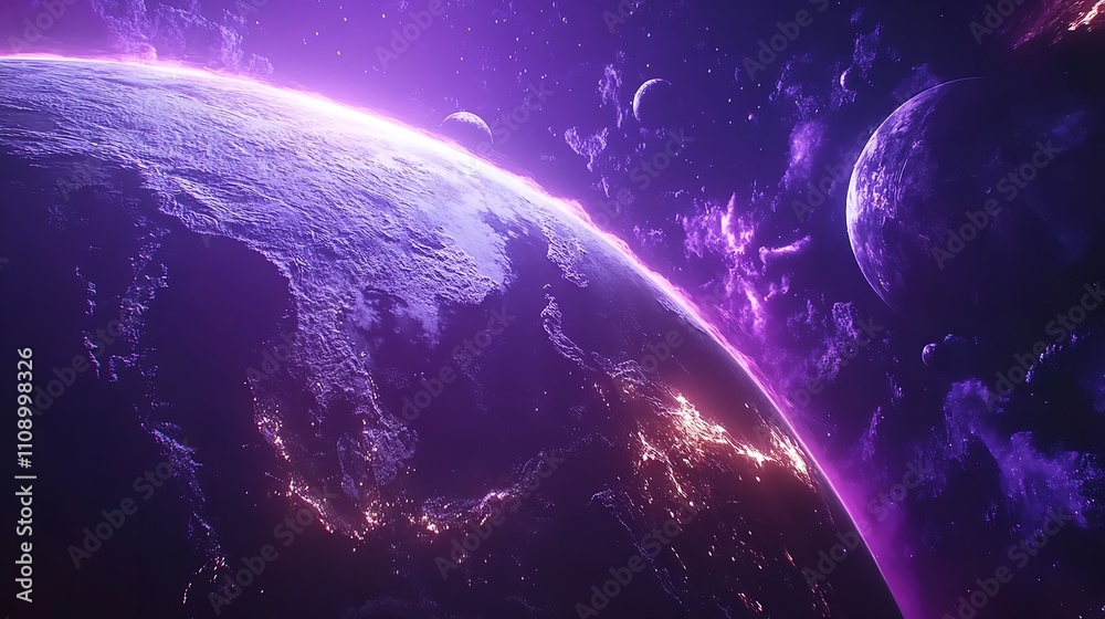 Obraz premium Space Planet Background with Astronomy Subject: Abstract Technology