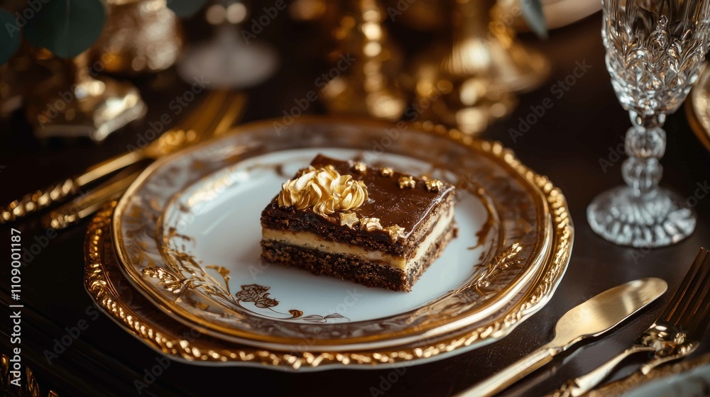 Fototapeta premium cake with nuts and chocolate