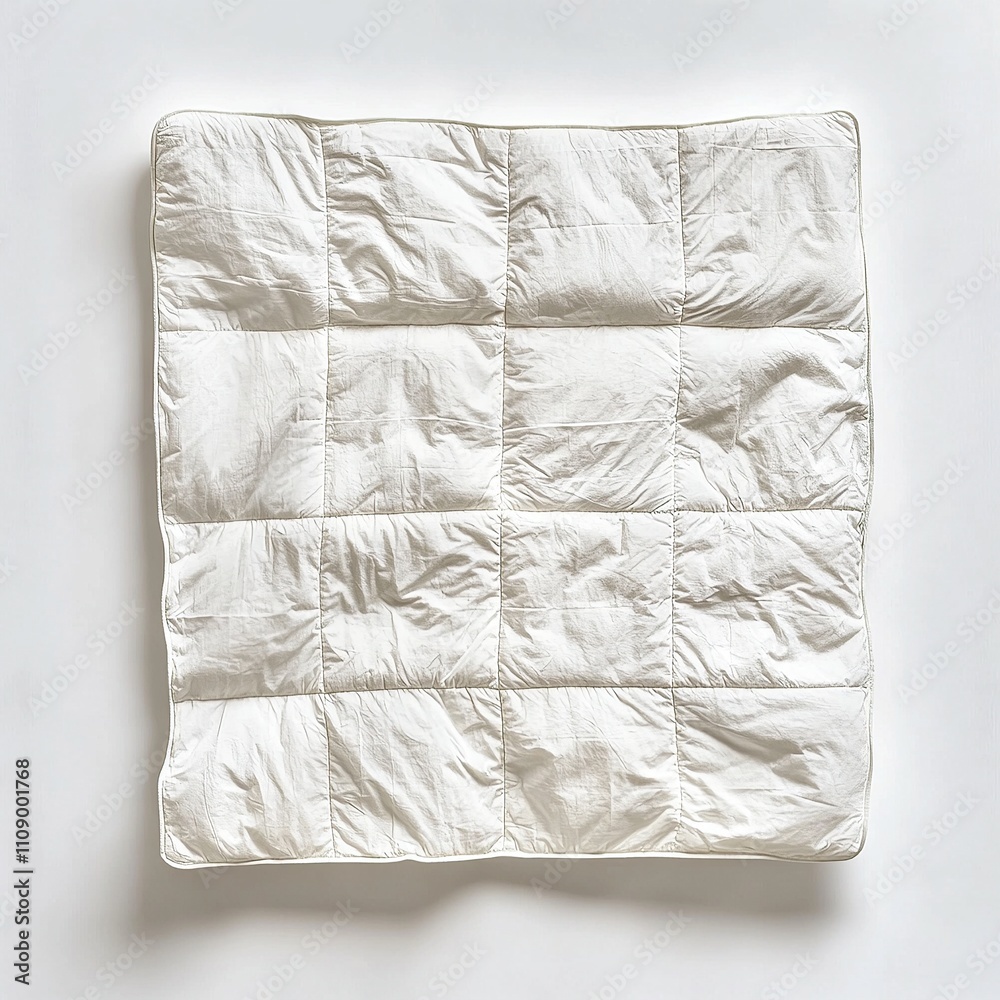 Obraz premium Folded white quilt on white background.