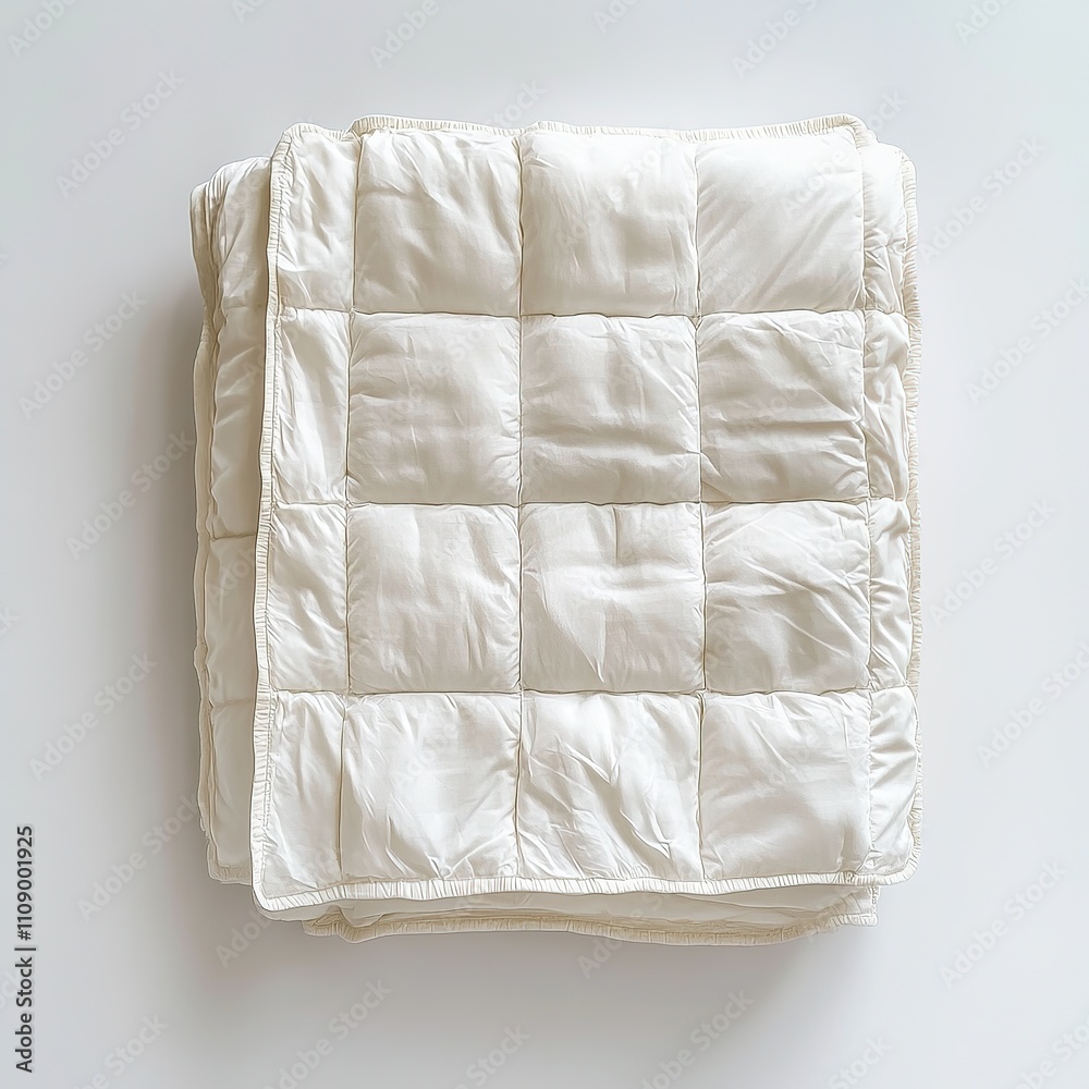 Obraz premium Folded white quilt on white background.