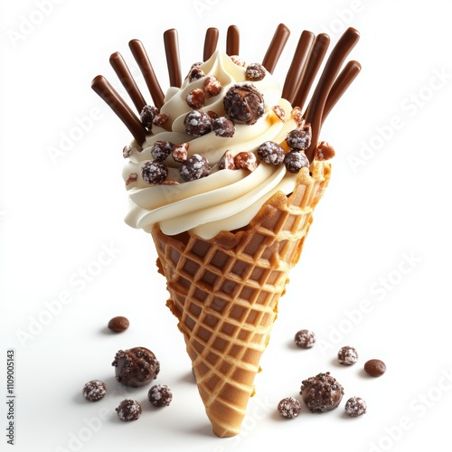 Creamy Cone with Tasty Pocky Sticks and Sprinkles