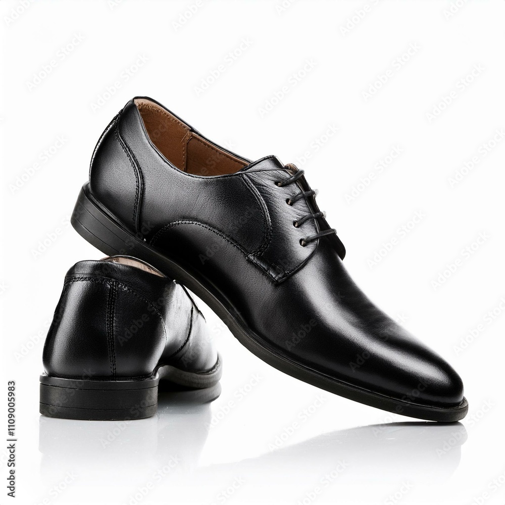 Black men's leather shoes on transparent background Black men's leather shoes on transparent background