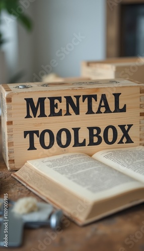 A rustic wooden box labeled 