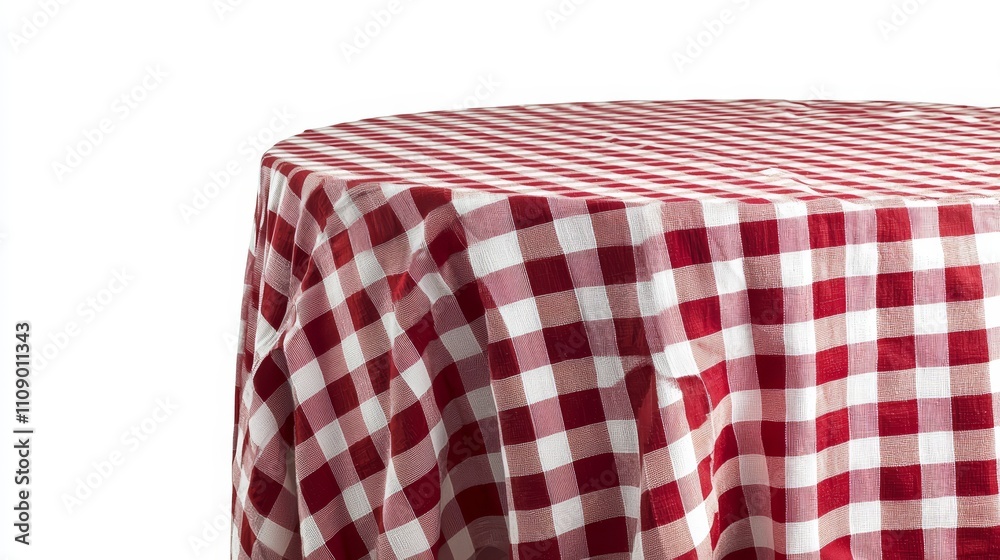 Fototapeta premium a round table with a red and white checkered tablecloth, creating a classic and timeless look