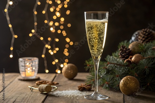 New Year's Toast with Sparkling Champagne. Generative AI