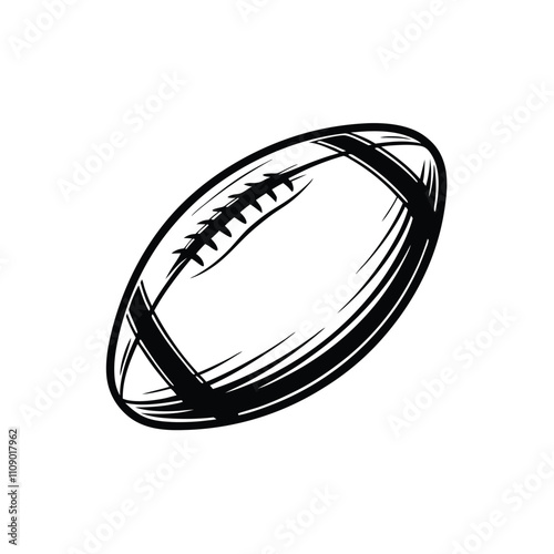 Create a clean, modern vector illustration of a rugby ball, featuring a bold outline.  The design should be minimalist and easily scalable.