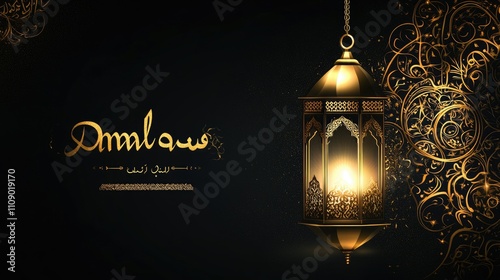 Wallpaper Mural A beautifully designed Ramadan card with a shining lantern on a black backdrop, creating a serene atmosphere with space for a personalized message Torontodigital.ca