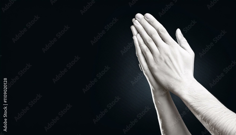 Fototapeta premium Praying hands line art style vector illustration