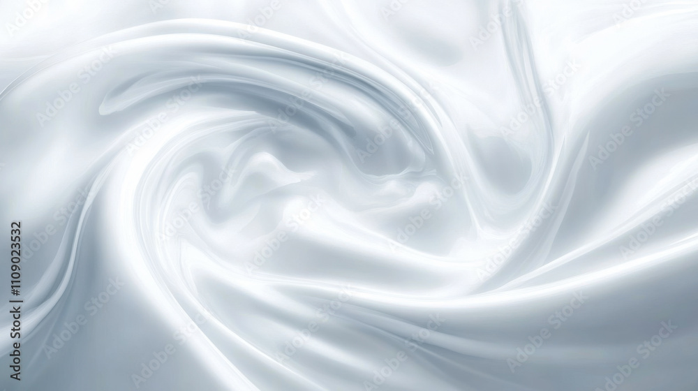 Obraz premium Elegant white silk fabric swirling in intricate patterns, showcasing softness and texture in a well-lit setting
