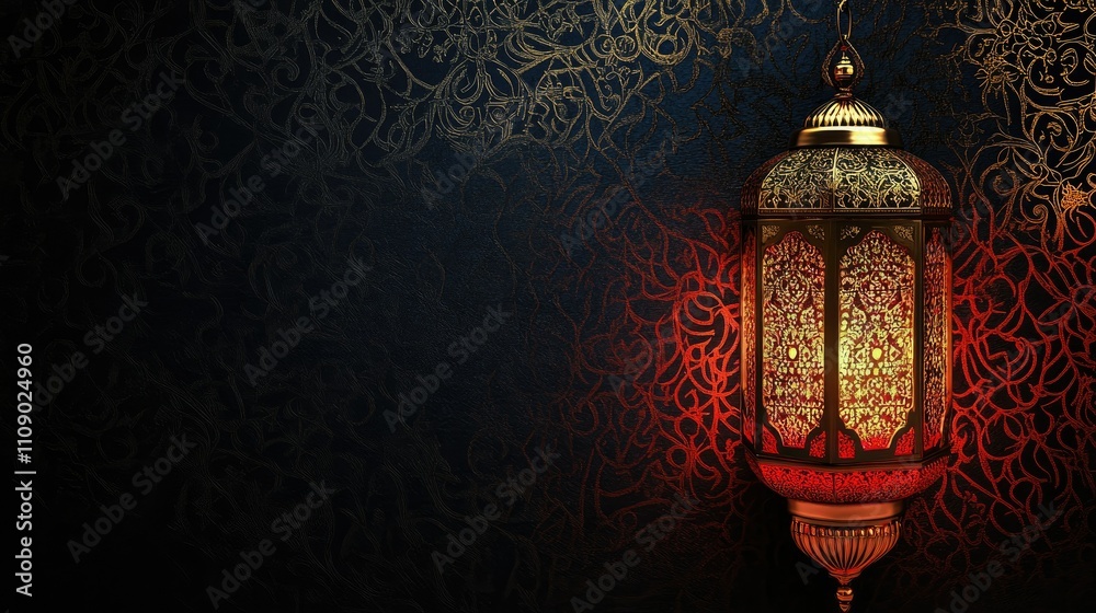 A stylish Ramadan card featuring a traditional lantern with intricate designs on a black background, leaving room for custom text or greeting A stylish Ramadan card featuring a traditional lantern with intricate designs on a black background, leaving room for custom text or greeting