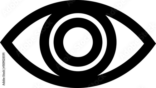Black eye icon. Bold outline detail , eyesight pictogram, see, visible, retina solid icons, Minimalist vector graphic design elements. Simple geometric design. isolated on transparent background